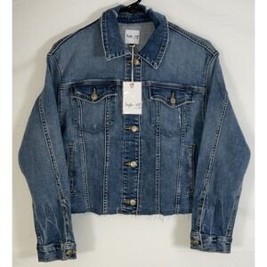 NWT Joe's Jeans Taylor Hill Cropped Button Riawna Blue Denim Jean Jacket Medium
